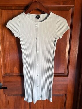 art class Ribbed Button-Front Mini Dress in Light Blue- Girls L (10/12)